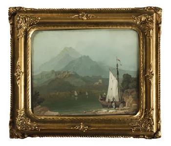 Landscape with a Sailboat by 
																	Joseph Navratil
