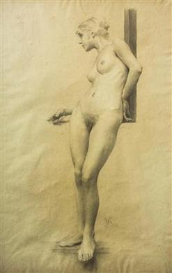 Standing Female Nude by 
																	Voytech Hynais
