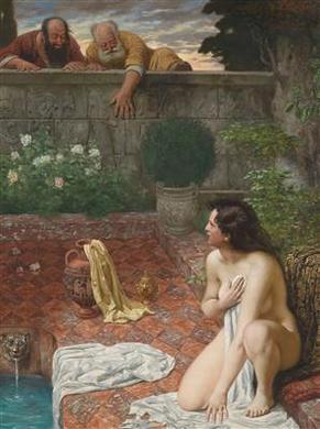 Susanna Bathing, Being Spied on by Two Old Men by 
																	Emil Reinicke