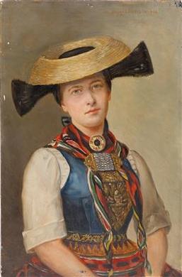 Girl in Traditional Costume by 
																	Marie Zajaczkowska