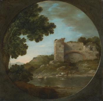 An Italianate River Landscape With Shepherds Watering Their Flock Beneath A Ruin by 
																	Gottfried Wals