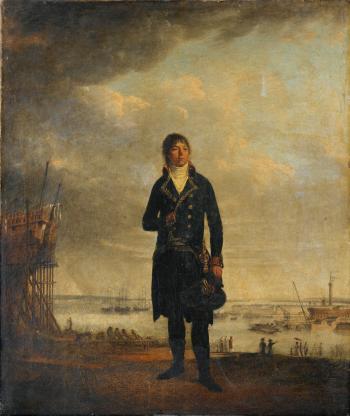 Portrait De Louis-Michel Crucy Devant Un Chantiers Naval by 
																	Francois Jean Sablet