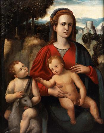 Madonna mit dem Kind und dem Johannesknaben in Landschaft by 
																			Pier Antonio Palmerini