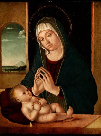 Madonna in anbetung des Kindes by 
																			Antonello de Saliba