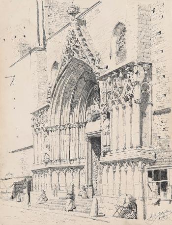 Portada de la Iglesia de Santa María del Mar de Barcelona by 
																	Antoni Utrillo Viadera