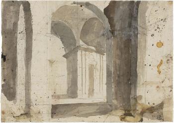 Prospettiva di porticati intersecatisi ad arcate by 
																	Pelagio Palagi