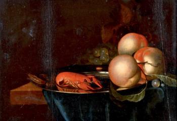 Nature morte de fruits et crustacés by 
																	Johannes Rosenhagen