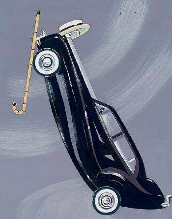 La Rolls Royce de Maurice Chevalier, arborant le canotier et la canne by 
																	James Rassiat