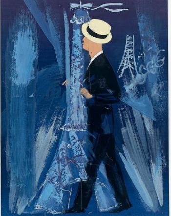 Maurice Chevalier enlaçant et embrassant la Tour Eiffel by 
																	James Rassiat