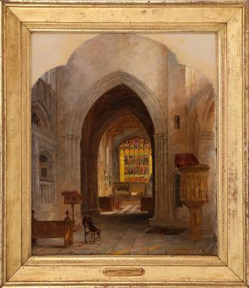 Interior of a English Cathedral by 
																			Jasper Francis Cropsey