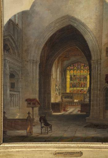 Interior of a English Cathedral by 
																			Jasper Francis Cropsey