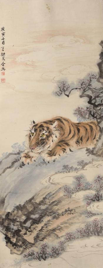 Tiger on the rocks by 
																			 Song Jimei