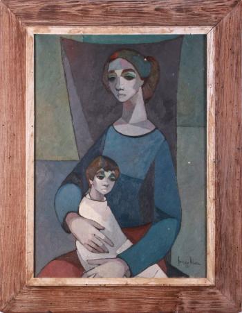Mother and child by 
																			Senen Ubina