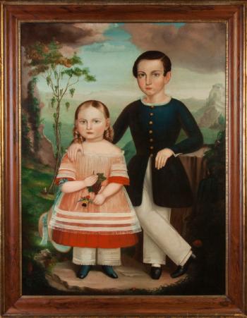 Double portrait of the Howes children by 
																			Calvin Balis