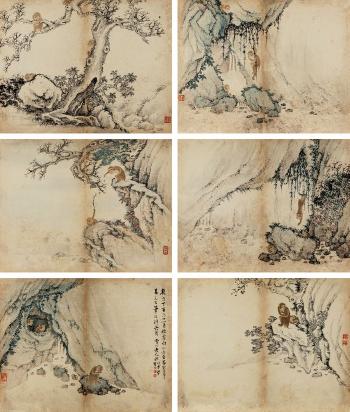 Landscapes after the Yi Yuanji-style by 
																	 Cai Gao