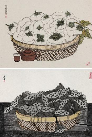 Persimmon and Lotus Seed by 
																	 Ba Qiu