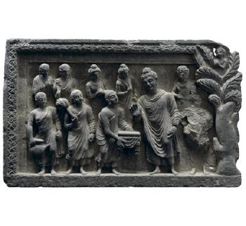 Buddha with monks by 
																	 Gandhara Kingdom