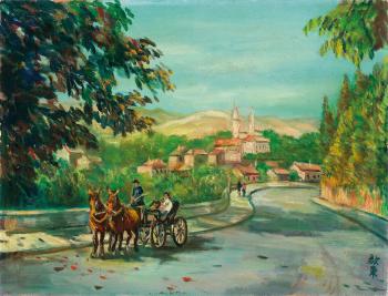 Landscape with a carriage by 
																	 Yang Chi-tung