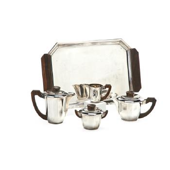 Tea And Coffee Set On Associated Tray by 
																	 Saglier Freres et Cie