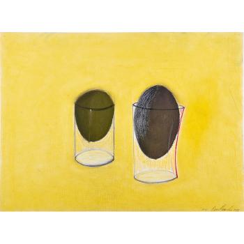 Two Containers with Rubber Balloons by 
																	David Lamelas