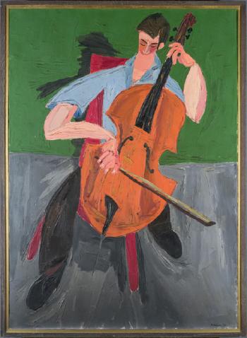 Andy Martin playing the cello by 
																			Herbert Katzman