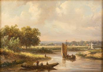 Untitled - Boats on a River by 
																	Josefus Gerardus Hans