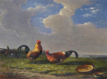 Cock fighting scenes by 
																			Francois Vandeverdonck