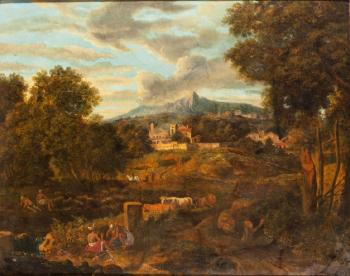 Paysage d'Italie avec scène mythologique by 
																	Flore Marescaille de Caffort