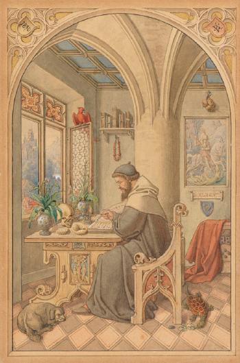 Der Hl. Albertus Magnus in seinem Studierzimmer by 
																	Karl Ballenberger