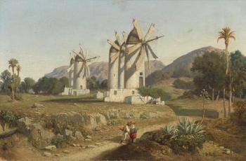 Windmühlen auf Mallorca by 
																	Adolphe Balfourier
