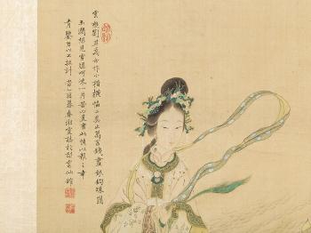 Scroll Painting Of a Noble Court Lady by 
																			 Xu Baozhuan