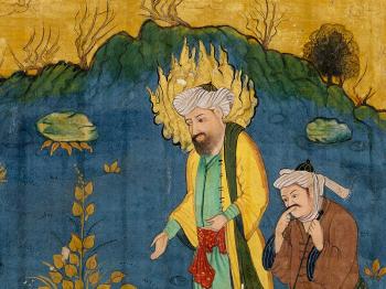 Moses And Aaron Conjuring a Dragon by 
																			 Isfahan School