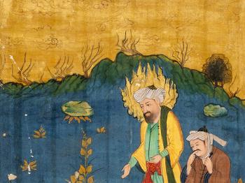 Moses And Aaron Conjuring a Dragon by 
																			 Isfahan School