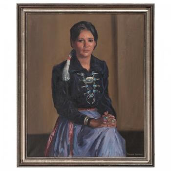 Portrait of a Navajo woman by 
																	Ramon Mitchell Froman