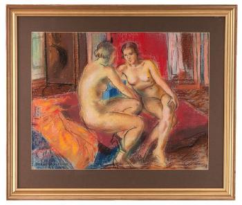 Seated female nudes by 
																	Miklos Jobbagyi Gaiger