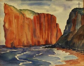 Cliffs at Perce beach, Gaspe peninsula, Quebec by 
																			Vera Andrus