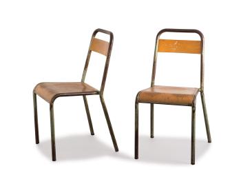 Pair of 'Stella' stacking chairs by 
																			 Usines Stella Labruguiere
