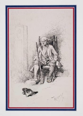 Seated soldier with a rifle and a tricorn hat on the floor by 
																			Alfred Kappes