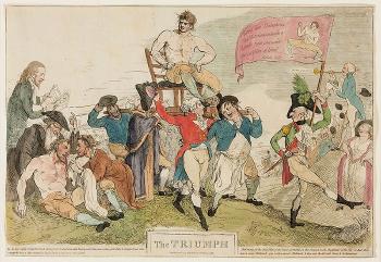 Daniel Mendoza, three-quarter profile portrait. Fight between Mendoza and Humphries on September 29, 1790. The triumph. Scene of boxing match between Johnson and Big Ben, Mondoza, acting as a second by 
																	William Nelson Gardiner