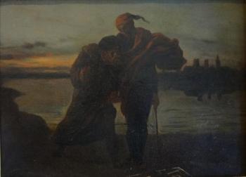 Deux personnages au bord d'un lac by 
																	Felix Nicolas Frillie