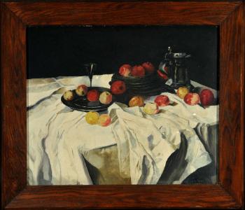 Tischstillleben mit Äpfeln by 
																	Lothar Reeg