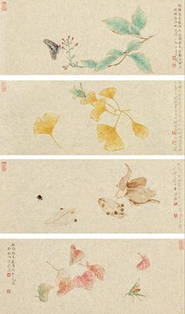 Four pieces of Grass and Insect by 
																	 Rao Wei