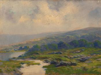 Expansive Mountain Landscape with Misty Pools by 
																			Henry Hammond Gallison