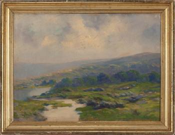 Expansive Mountain Landscape with Misty Pools by 
																			Henry Hammond Gallison