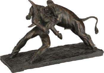 An American Bronze Figural Group: Bronco Buster by 
																			Clemente Spampinato