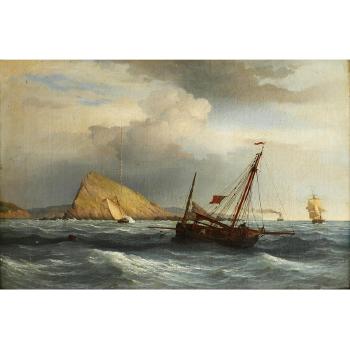 Fishing Boat and other shipping off a rocky Coast by 
																	Henry Parke