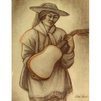 Yalálag woman;  El guitarrero;  Niña del mercado (a group of three) by 
																			Edith Anne Hamlin