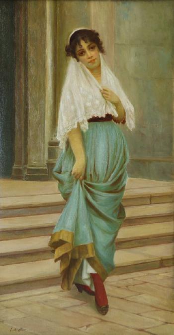 Portrait of a Maiden by 
																			Eugen von Blaas