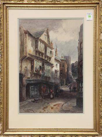 Street Scene on a Gray Day by 
																			Alfred Leyman