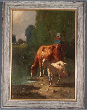Watering livestock by 
																			Antonio Cortes y Cordero